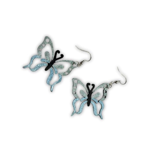 Blue Butterfly Hand-Painted Wooden Earrings
