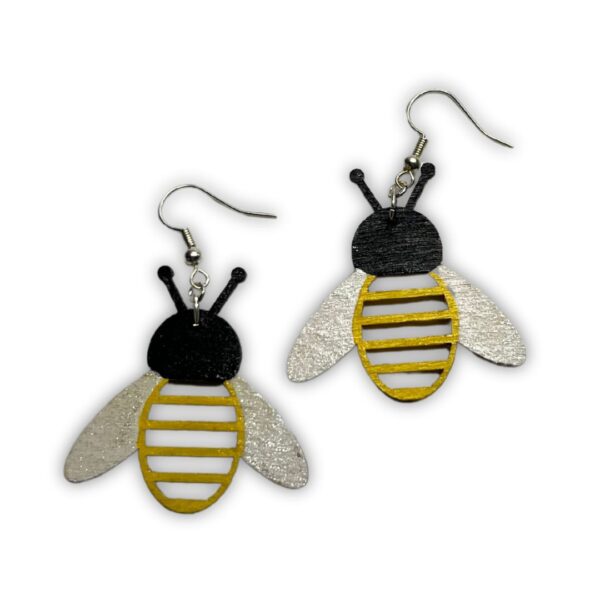 Bumblebee Hand-Painted Wooden Earrings