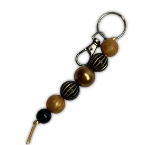 Black & Gold Bead Keychain