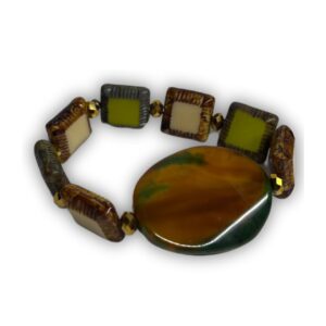 Square and Round Real Stone Bead Bracelet