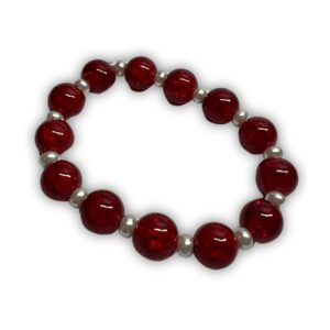 Red Glass & Pearl Bead Bracelet
