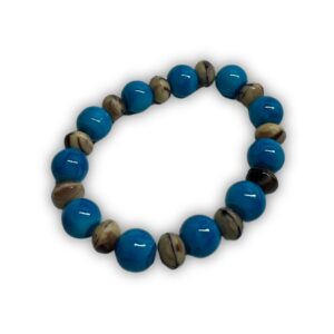 Blue Glass & Stone Bead Bracelet