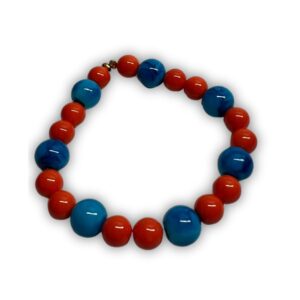 Red & Blue Glass Bead Bracelet