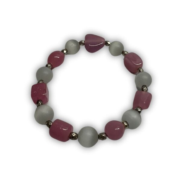 Red & Gray Stone Bead Bracelet