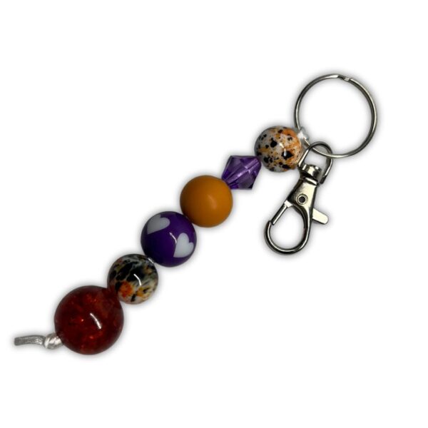 Purple & Orange Mixed Bead Keychain