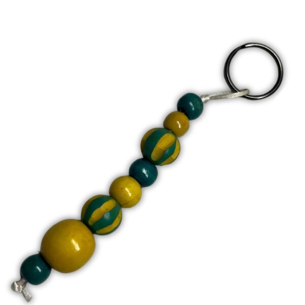 Green & Yellow Wooden Bead Keychain