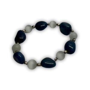 Blue & Gray Stone Bead Bracelet