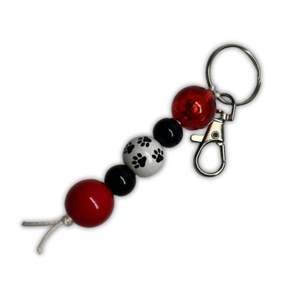 Red & Black Paw Bead Keychain