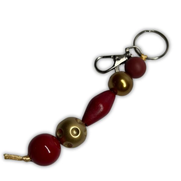 Red & Gold Bead Keychain