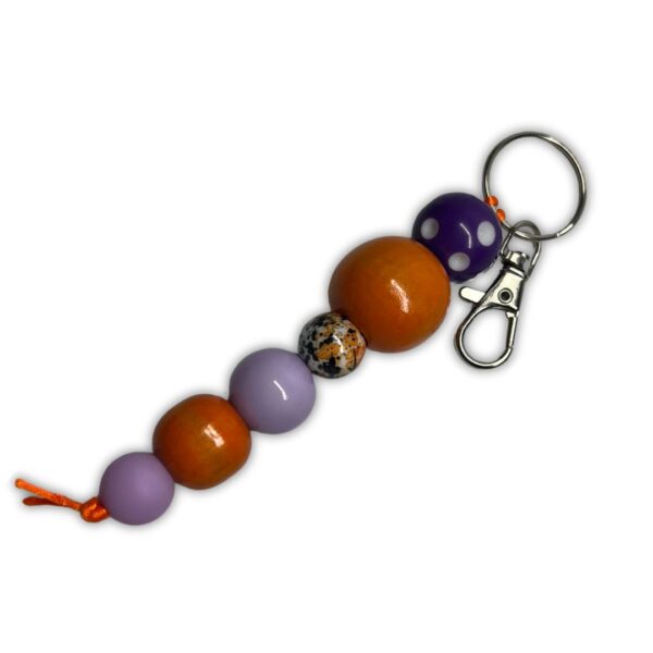 Orange & Purple Bead Keychain