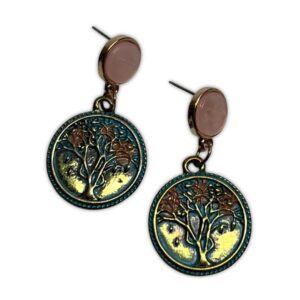 Metal Tree in Bloom Charm Earrings