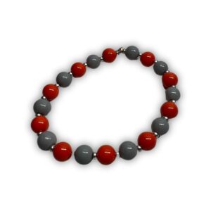 Red & Gray Glass Bead Bracelet
