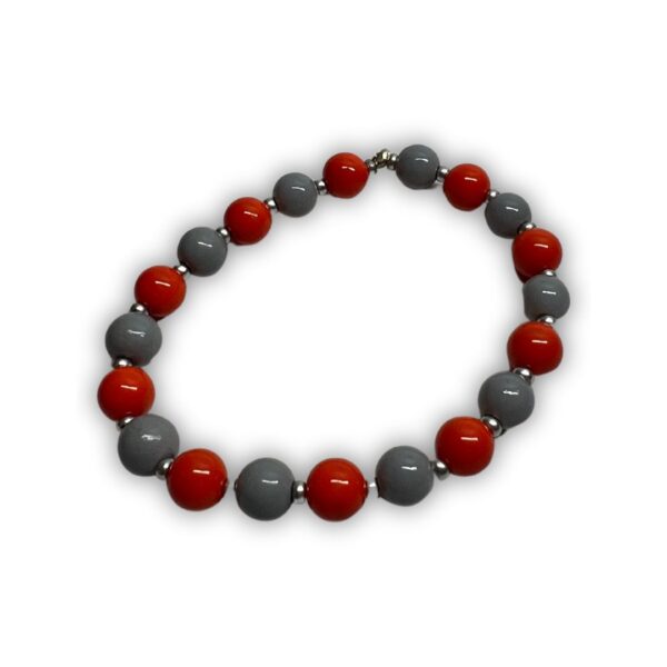 Red & Gray Glass Bead Bracelet
