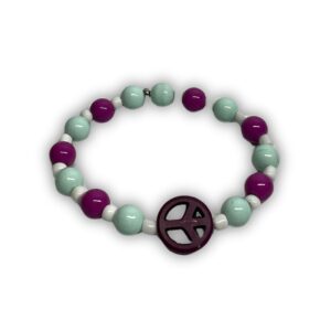 Purple & Teal Peace Charm Bracelet