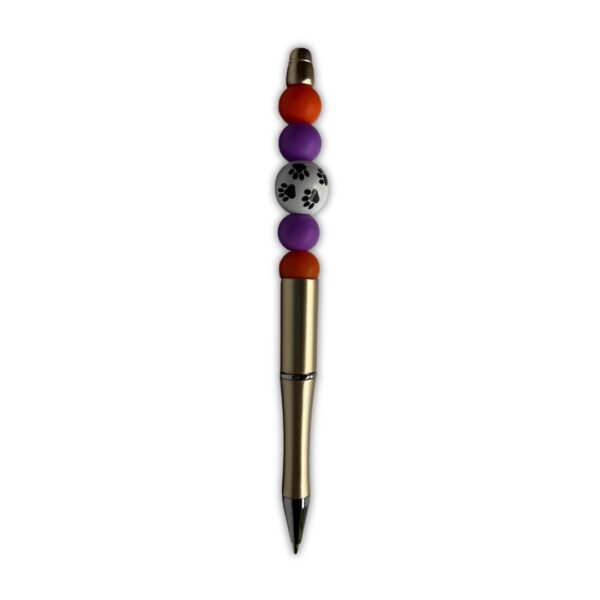 Orange & Purple Paw Bead Pen with refill