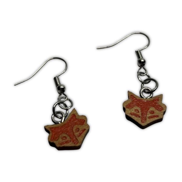 Mini Fox Hand-Painted Wooden Earrings