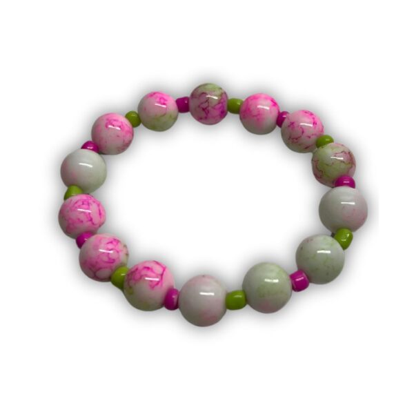 Pink & White Glass Bead Bracelet