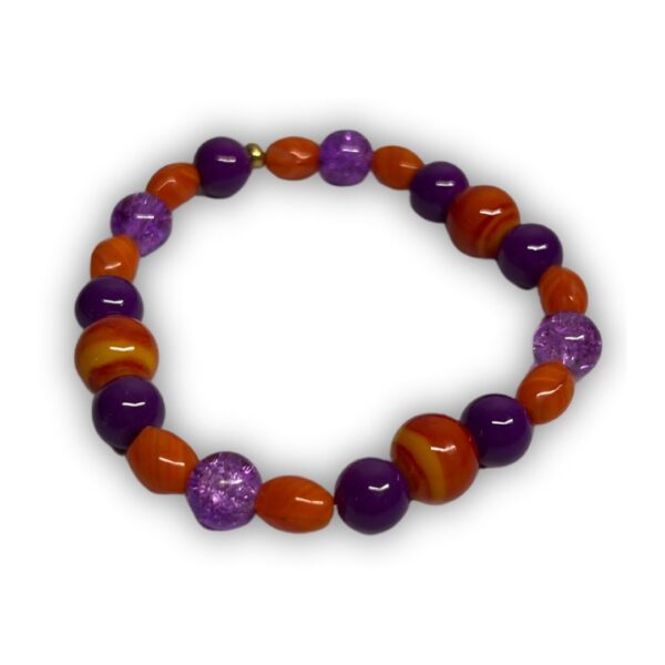 Orange & Purple Glass Bead Bracelet
