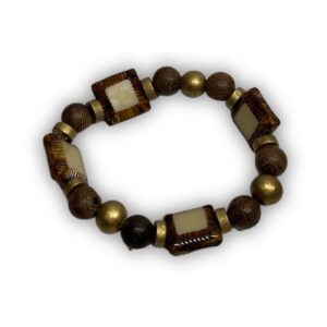 Square & Round Stone Bead Bracelet