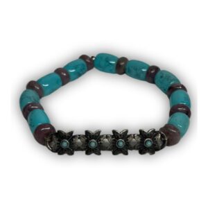 Blue Stone & Flower Charm Bracelet