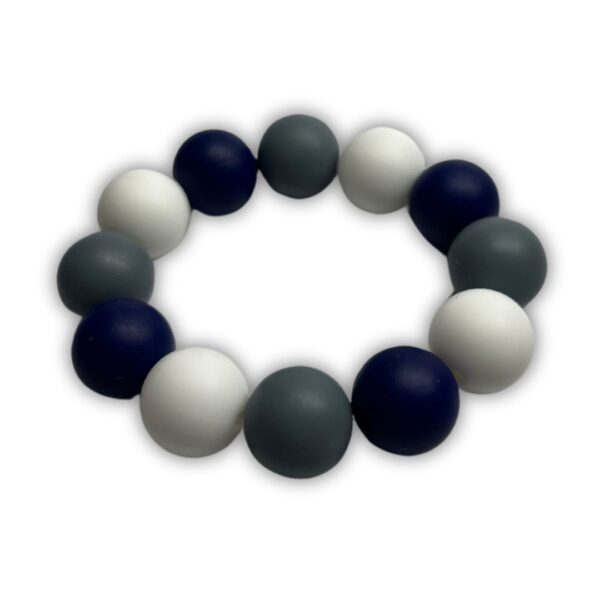 Blue, White, & Gray Silicone Bead Bracelet