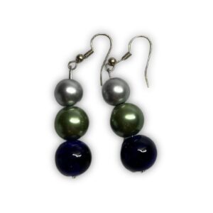 Blue, Green, & Silver Bead Earrings