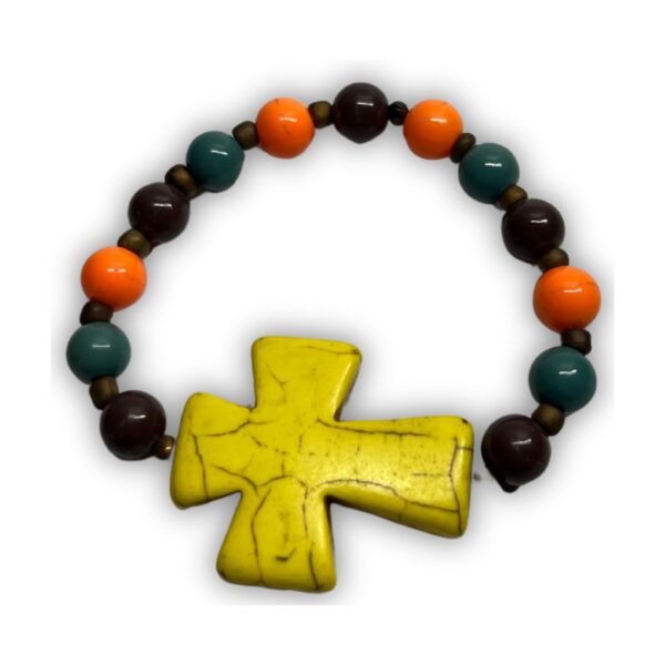 Large Cross Glass Bead Bracelet